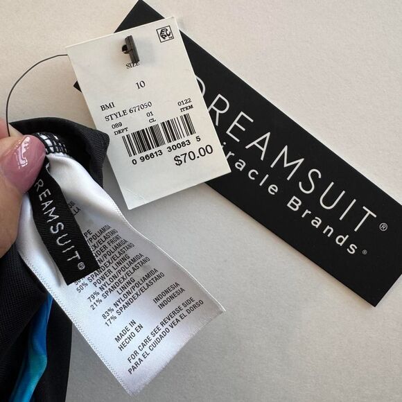 NWT Dreamsuit Blue Palm Leaf 1 Piece Swimsuit. Swimwear. Beach. Pool. - Picture 4 of 6